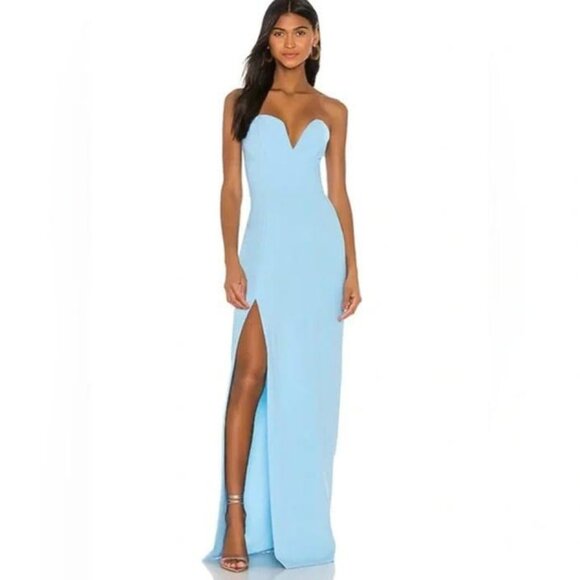 Amanda Uprichard Cherri Gown Strapless Pacific Blue Size L